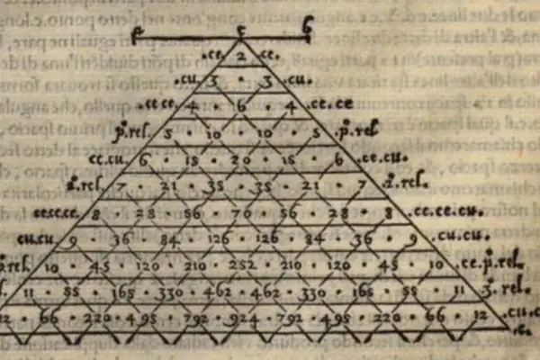 Mathematical triangle pattern representing OEIS contribution